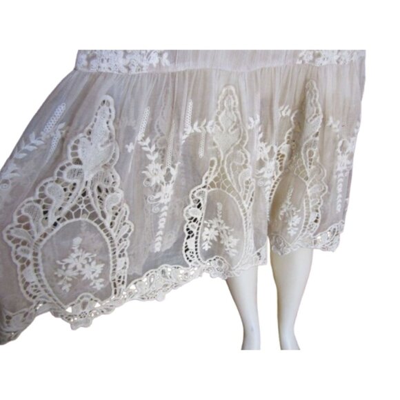 Vintage-Inspired Sundance Light Beige Silk Lace Midi Dress Size XS - Picture 3 of 7